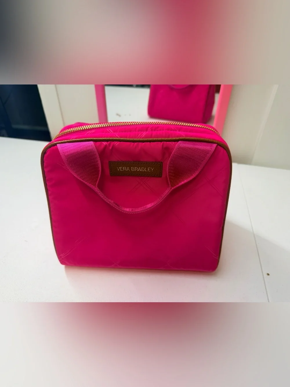 Vera Bradley Preppy Poly Hot Pink Insulated Lunch Cooler Bag